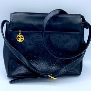 Giani Bernini Ostrich Embossed  Leather Shoulder Purse